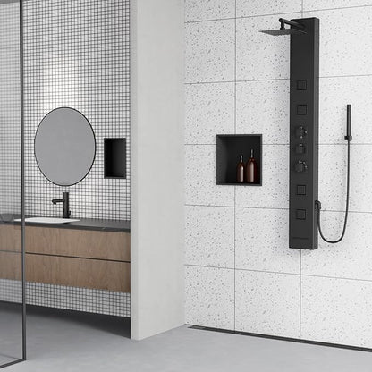 Achelous Stainless Steel Insert Shower Niche 12" X 12", No Tile Needed, Recessed Shower Shelf Organizer, Matte Black