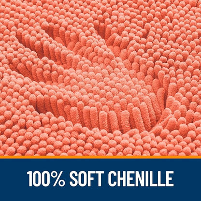 OLANLY Bathroom Rugs 30x20, Extra Soft Absorbent Chenille Bath Rugs, Rubber Backing Quick Dry, Machine Washable Bath Mats for Bathroom Floor, Tub and Shower, Home Decor Accessories, Coral