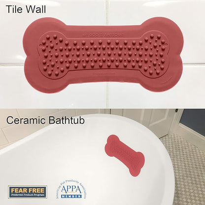 Lick Lick Pad Dog Accessories | Pet Shower Attachment | Dog Peanut Butter Lick Pad | Dog Bathing Station | Dog Bathing Supplies | Veterinarian Used | Suction to Wall | Large (Large - 2 Pack, Red)