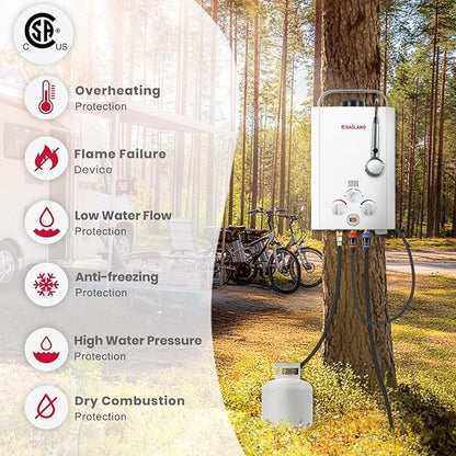 GASLAND BE158 Propane Portable Hot Water Heater | 1.58 GPM, 41,000 BTU | Outdoor Tankless Water Heater For Camping, Off-Grid Living