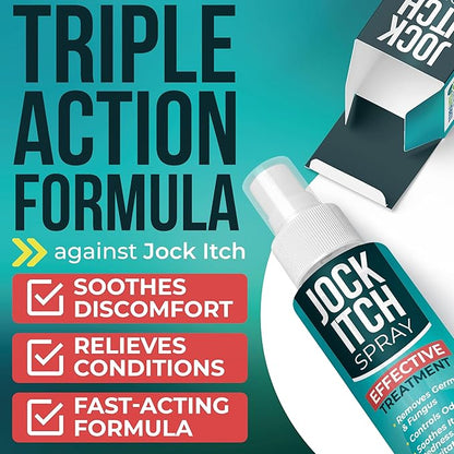 Jock Itch Spray | Antifungal Spray for Jock Itch | Soothes Itchy, Irritated Skin in Groin & Inner Thighs | Targets Ringworm & Intertrigo | Fast Absorption & Deep Penetration Relief