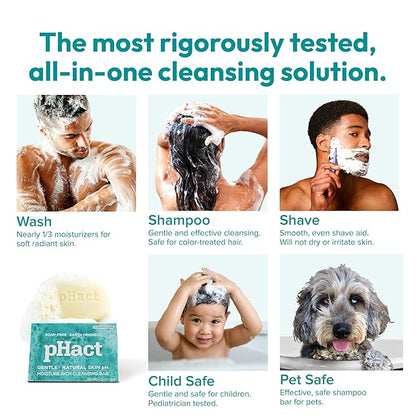 ANDREW LESSMAN pHact Moisture-Rich, Soap-Free Cleansing Bar. Natural Skin pH. Fragrance-Free. All Skin Types - Even Sensitive. Hypoallergenic. Dermatologist Tested. 6 Pack 4.25 oz each