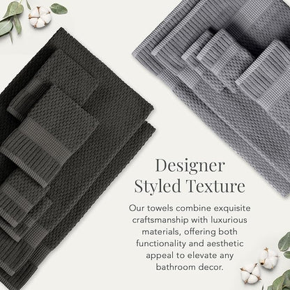 NY Loft 100% Cotton 4 Pack Bath Towels, 30" x 52", Dark Grey, Quick-Dry, Absorbent, OEKO-TEX Certified, Machine Washable