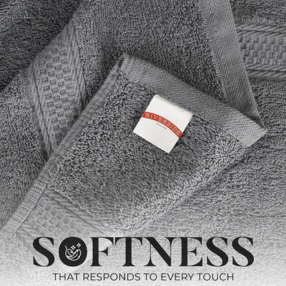 RIVERSIDE 100% Ring Spun Cotton Large Bath Towels Set of 4, 27 x 54 Inches – Quick Dry, Soft & Highly Absorbent Towels for Shower & Bathroom – Luxury 600 GSM Towels for Home, Spa, Gym, Hotel, Grey