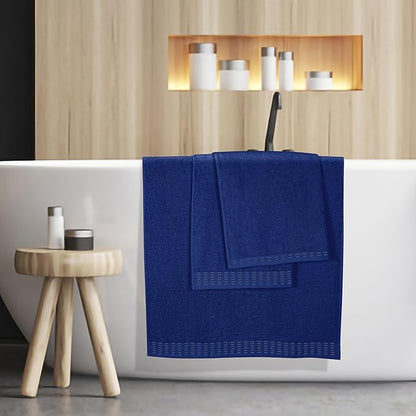 Cotton 2 Pack Oversized Bath Towel Set 28x55 inches, Large Bath Towels, Ultra Absorbant Compact Quickdry & Lightweight Towel, Ideal for Gym Travel Camp Pool - Navy Blue