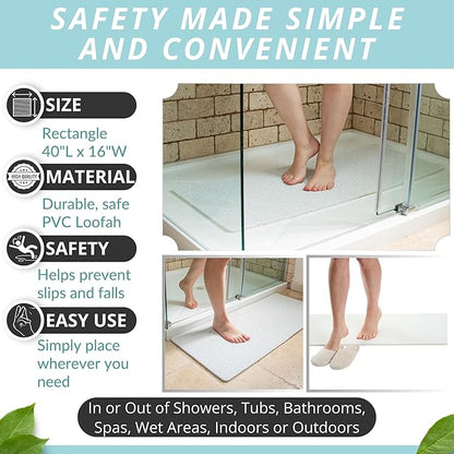 Non Slip Bathtub Mat Shower Mat for Tub - Loofah Bath Mats for Bathroom - 40x16 Bathtub Floor Mat - Textured Anti Slip Bath Mat Without Suction Cups - Secure Mat for Wet Areas (40x16 Aqua Green)