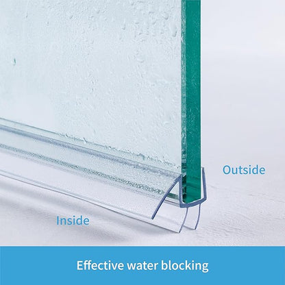 2-Pack ShowerDoor Bottom Seal 3/8" x 39" Polycarbonate Frameless Ultra Clear Shower Door Seal Strip for Glass Doors Stop Leaks and Create a Water Barrier Replacement Shower Cubicle