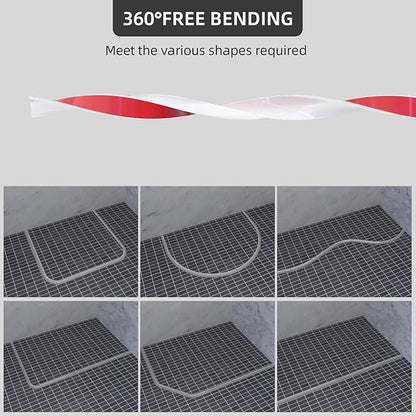 98Inch Collapsible Shower Threshold Water Dam Barrier, Self Adhesive Silicone Waterproof Shower Barrier Water Strip Dam for The Gap Between the Shower Kitchen Countertop Sink and Cooktop