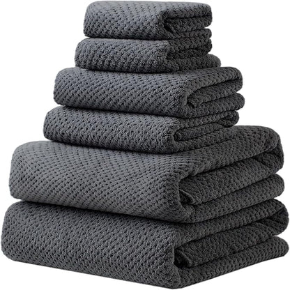 Extra Large Bath Towels Set for Bathroom 30x60 Inches Super Soft Light Weight Quick Dry Microfiber Shower Towels (6 Piece, Charcoal)