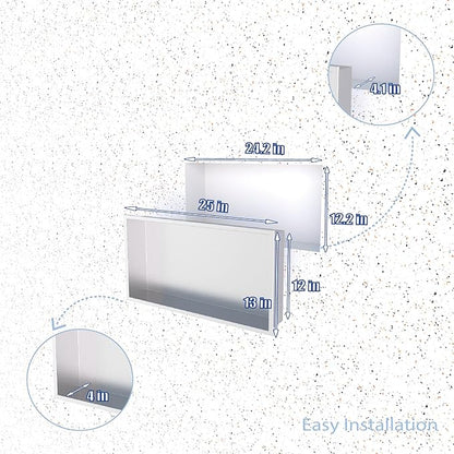 No Tile Needed Shower Niche for Shower Room Storage,Recessed Wall Niche Insert,Stainless Steel 304 (Brush, 12 * 24 in)