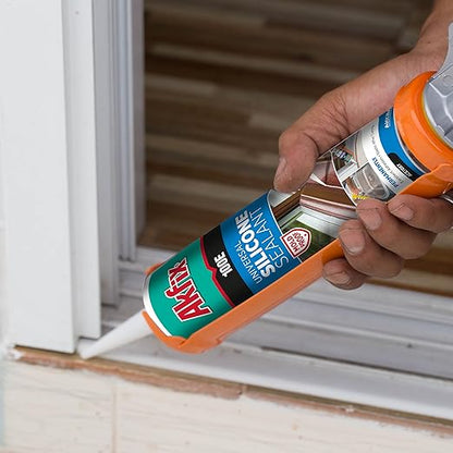 Akfix 100E RTV Translucent Silicone Caulk (12x10.1 fl.oz.)- 100% Waterproof Silicone Sealant for Kitchen and Bathroom, Shower, Bathtub, Toilet, Sink, Window & Door, No Discoloring |Translucent 12 Pack