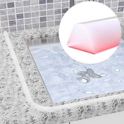 98 Inch Collapsible Shower Water Dam, Shower Threshold Water Dam Shower Barrier, Dry and Wet Separation Door Dam Water Stopper Kitchen Shower Threshold Silicon Water Blocker(Mini Trapezoid)