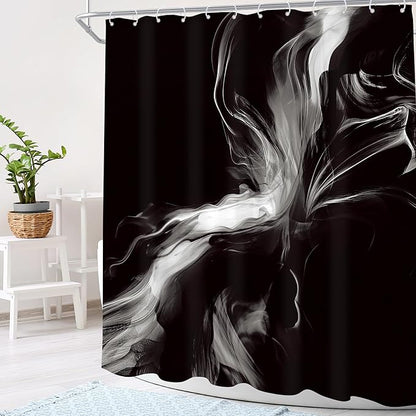 Cinbloo Abstract Black and White 72Wx72H Shower Curtain Modern Ombre Marble Ink Texture Minimalist Simple Unique Contemporary Bathroom Curtain Set Elegant Neutral Bath Bathroom Accessories Decor
