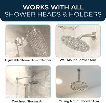 HammerHead Showers® Solid Metal 8 Inch Rainfall Shower Head – CHROME - Shower Head Rainfall - 1.75 GPM High Flow Shower Head Optimized for Pressure – Large Round Rain Shower Heads