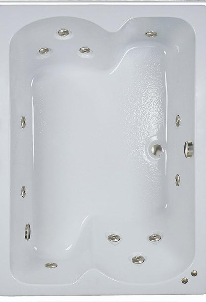 60 in. x 43 in. Acrylic Rectangular Drop-In Whirlpool Bathtub with Center Drain in White