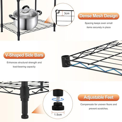 Whitmor 3 Tier Storage Shelves, Heavy Duty Metal Shelving, 400 lbs Capacity per Shelf, 1200 lbs Total, Easy Assembly for Kitchen, Garage, Plant, 18" L x 12" W x 26.4" H, Black