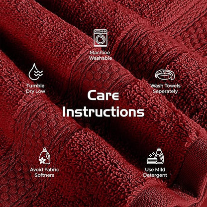 RIVERSIDE 12 Pack Premium 100% Cotton Face Washcloths, 550 GSM, 12 x 12 Inches, Soft, Absorbent Towels for Body & Shower, Bathroom Wash Clothes, Durable Face Towels Set for Spa, Gym, Red