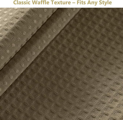 VANZAVANZU Hookless Shower Curtain with Mesh Top and Snap in Waterproof Liner, Waffle Weave, Weighted Magnets Hem, Machine Washable, 72 x 75 Inches – (Khaki)