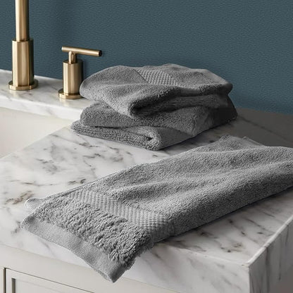 Delara 100% Organic Cotton Towels 650 GSM Plush Feather Touch Quick Dry Wash Cloth, Pack of 12 GOTS Certified, Oeko-Tex Green Certified, Organic Cotton Wash Cloth, 13"X13"