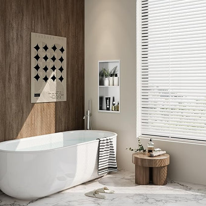 Stainless Steel Shower Niche 24" X 12", No Tile Needed Wall Niche Double Shelves, Recessed Niche Shower for Bathroom Storage, Brushed Nickel