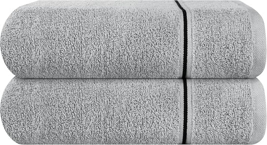MyOwn Cotton 2 Pack Oversized Bath Towel Set 28x55 inches, Large Bath Towels, Ultra Absorbant Compact Quickdry & Lightweight Towel, Ideal for Gym Travel Camp Pool - Light Grey