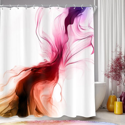 Cinbloo Colorful Multicolor Rainbow 60Wx72H Shower Curtain Abstract Modern Ombre Marble Ink Art Minimalist Bathroom Curtain Set Elegant Pretty Aesthetic Women Neutral Bath Bathroom Accessories Decor
