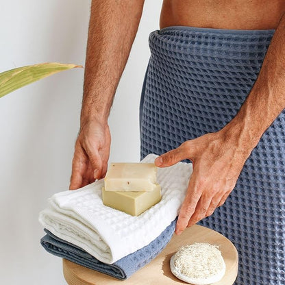 sea me at home Waffle Bath Sheet Set, 100% Turkish Cotton, Includes 1 Bath Sheet, 1 Hand Towel, 2 Face Towels