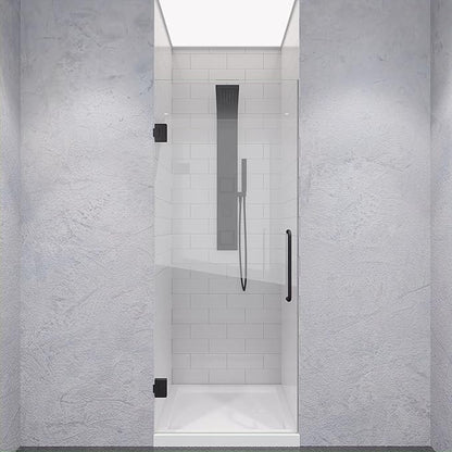 ANZZI 70" x 24" Frameless Shower Door in Gun Metal Black, Passion Water Repellent Glass Shower Door with Seal Strip Parts and Handle, 5/16 Glass Hinged Shower Door with Handle (SD-AZ09-01GB)