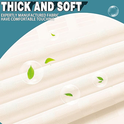 Conbo Mio Extra Long No Hook Shower Curtain with Snap in Liner Set, Hotel Luxury Beige Shower Curtains for Bathroom with See Through Top Window, Waterproof, Washable 71W x 84H