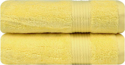 Ample Decor Bathroom Hand Towels 18 X 28 Inch 600 GSM 100% Cotton, Highly Absorbent - 2 Pcs Yellow
