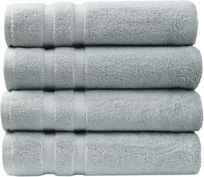 SOFE H&L | Olea Luxury Cotton Turkish Bath Towels Set of 4 Light Blue | Premium, Soft, Durable, Absorbent | Hotel Quality Plush Towels and Thick Towel Sets