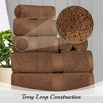 Superior Egyptian Cotton Pile Bath Sheet Set of 2, Ultra Soft Luxury Towels, Thick Plush Essentials, Absorbent Heavyweight, Guest Bath, Hotel, Spa, Home Bathroom, Shower Basics, Chocolate
