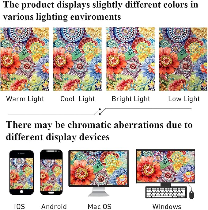 Bohemian Shower Curtain, Boho Floral Print Water Repellent Polyester Fabric for Bathroom Decor, 72×72 Inch Standard Size with 12 Hooks, Also as Room Divider