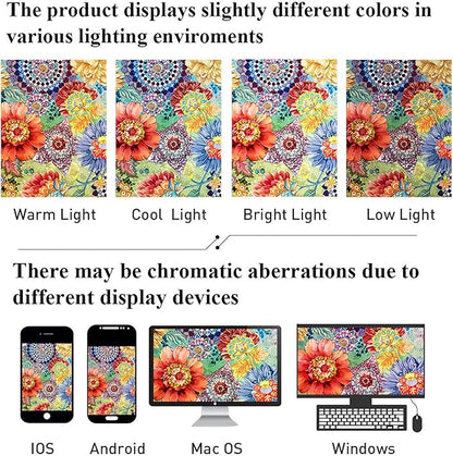 Bohemian Shower Curtain, Boho Floral Print Water Repellent Polyester Fabric for Bathroom Decor, 72×72 Inch Standard Size with 12 Hooks, Also as Room Divider