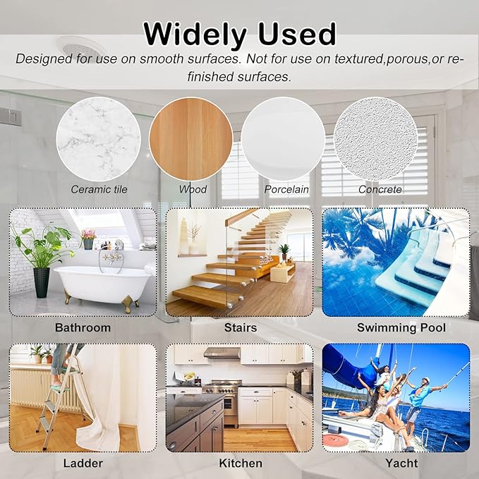 S&X Bathtub Non Slip Stickers,Gritty Textured Slip-Resistant Treads - 3/4 x 11 Inches - 12 of Pack (Clear)
