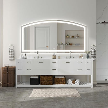 Hasipu 72" x 36" Arch LED Bathroom Mirror, Frontlit Wall-Mounted Vanity Mirror with Lights, Defogging, Smart Touch, Dimmable 3 Color Modes, Safety Shatterproof Glass Coating