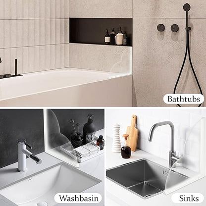 Splash Guard for Bathtub, 4 Pack Bathtub Splash Guard with Adjustable Angle, Silicone Base, and Professional Waterproof Adhesive, Shower Water Guard with Enlarged and Widened Design, 9.25x9.25 Inch