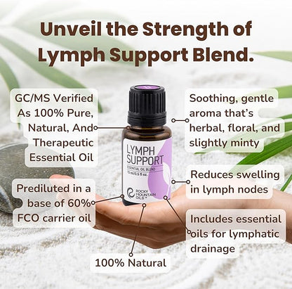 Rocky Mountain Oils Lymph Support Essential Oil Blend with 100% Pure and Natural Essential Oils - Lymphatic Oil, Massage Oil for Massage Therapy - 15ml