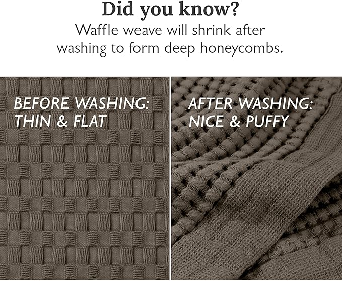 GILDEN TREE Waffle Towel Set Quick Dry Thin | 2 Bath Towels | 2 Hand Towels | 2 Washcloths, Modern Style (Stone)
