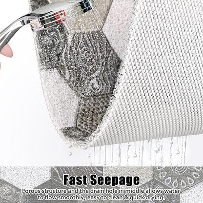 Large Shower Mat Non Slip, 36x36 Inch Shower Floor Mat with Drain Hole in Middle, Super Soft and Comfortable PVC Loofah Massage Bath Mat for Shower, Anti Slip Shower Stall Mat, Quick Drying