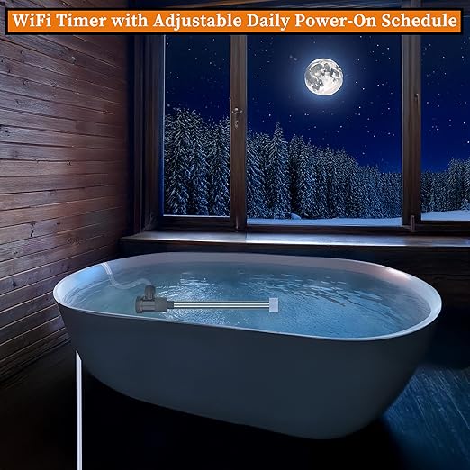 1500W Submersible Hot Tub and Pool Portable Electric Immersion Water Heater with WiFi Timer and Auto Shut Off for Bathtub, Above Ground Pool, Swimming Pool, Baptistry, & Inflatable Pool