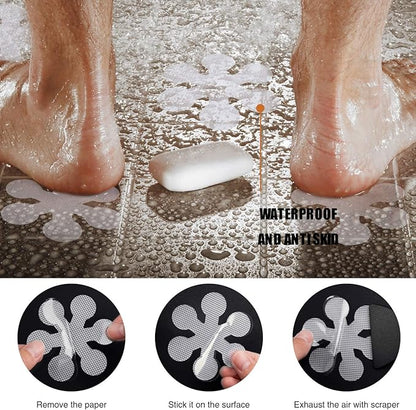 Bathtub Stickers Non-Slip, 12 PCS Safety Shower Treads Adhesive Appliques with Premium Scraper