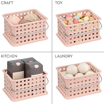 iDesign Small Shower Caddy with Handle, Portable Shower Organizer for Dorm or Bathroom, Pink