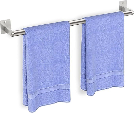 Bathroom Towel Bar, 24 Inch Towel Racks for Bathroom Wall Mounted, Heavy Duty Bath Hand Towel Holder Organizer, Modern Home Decor Towel Rod Bathroom Hardware Accessories, Brushed Silver