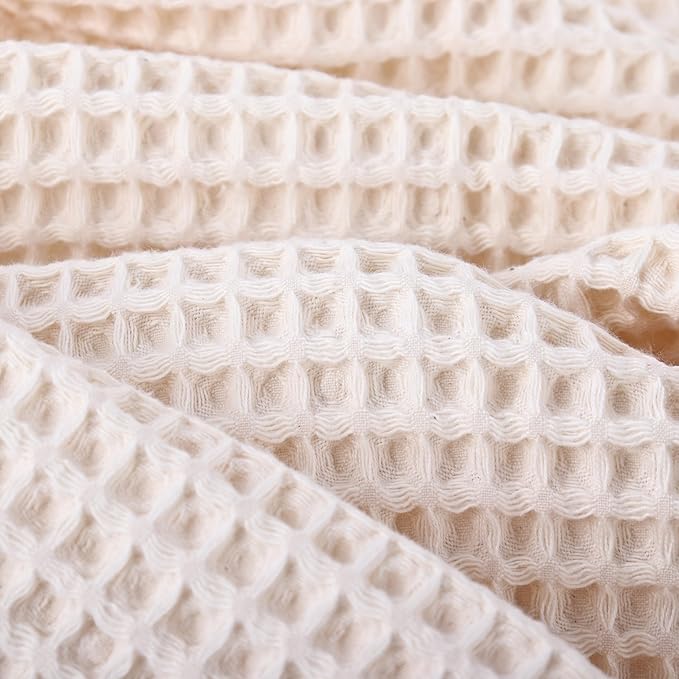 PÜSKÜL Waffle Kitchen Towels - Premium 100% Turkish Organic Cotton Ultra Soft Quick Dry Absorbent Lint Free Hand Dish Towel 32X16 Inches (3, Natural Beige)