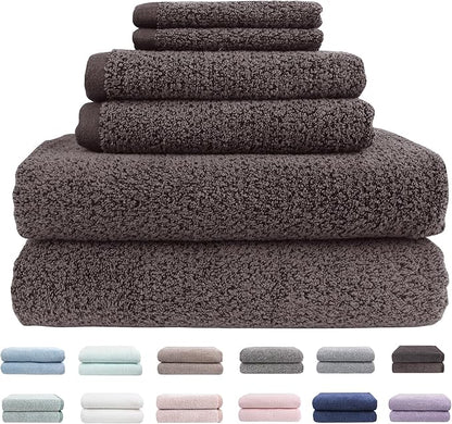 Everplush Diamond Jacquard 6 Pieces Bath Towel Set, Luxury Super Soft Oversized everplush Towels, Highly Absorbent everplush Diamond Jacquard Quick Dry Bath Towel for Bathroom Charcoal