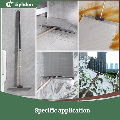 Eyliden Rubber Floor Squeegee, Quick Water & Foam Removal Broom | Heavy-Duty, Dual-Action Push & Scrape, Squeegee for Shower Glass Concrete Garage Commercial Epoxy Floors