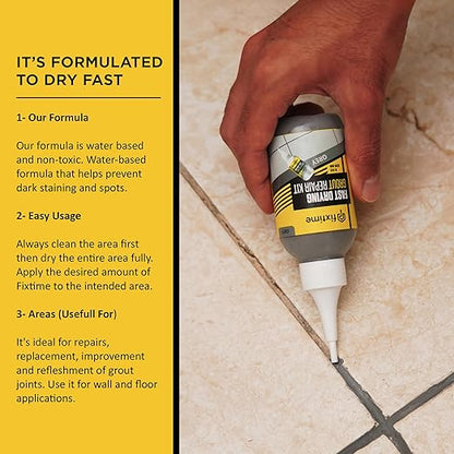 Tile Grout Repair Kit, Gray Grout Filler Tube 8 oz, Grout Repair Renews, Fast Drying Repait Kit, Grout Sealer for Floor Tile - Spatula Included (2xGray)