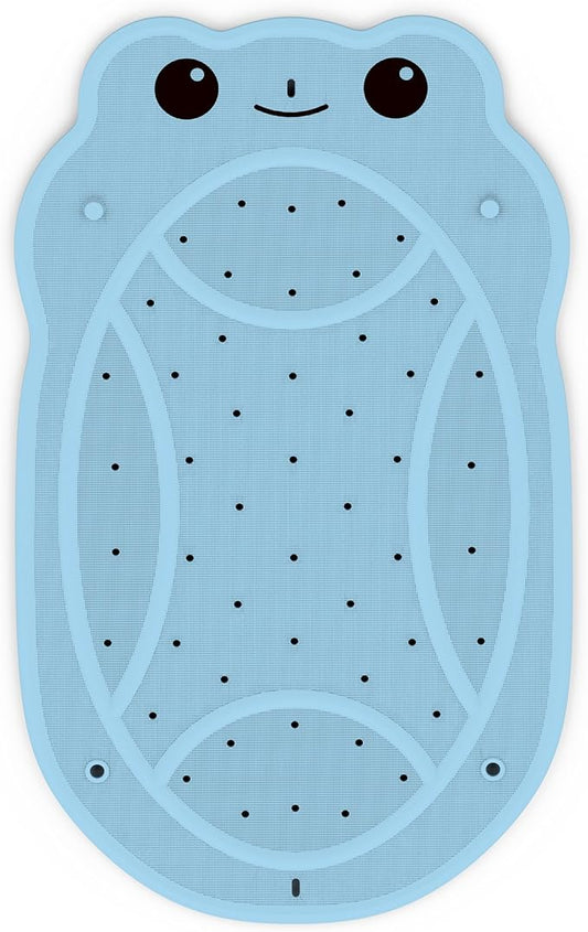 Bathtub Mat Non Slip, Kids Bath Mat 30"x 18", Bath Mat for Tub Non Slip with Strong Suction and Textured Surface, Natural Rubber Latex Free PVC Free Safe for Baby, Frog Pattern, Blue