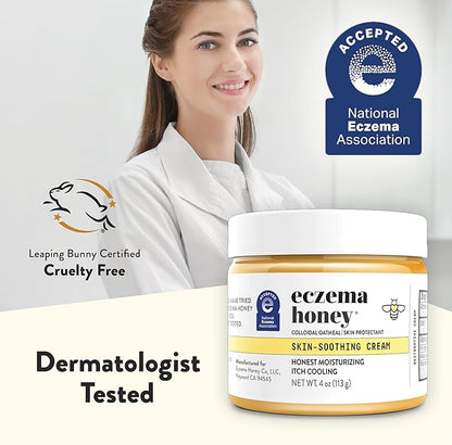ECZEMA HONEY Original Skin-Soothing Cream - Organic Hand & Body Eczema Relief - Natural Honey Lotion for Dry, Itchy, & Irritable Skin (4 Oz)